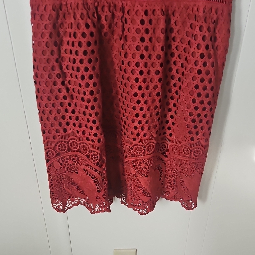 Abercrombie & Fitch Vibrant Red Lace Midi Dress - Picture 8 of 10